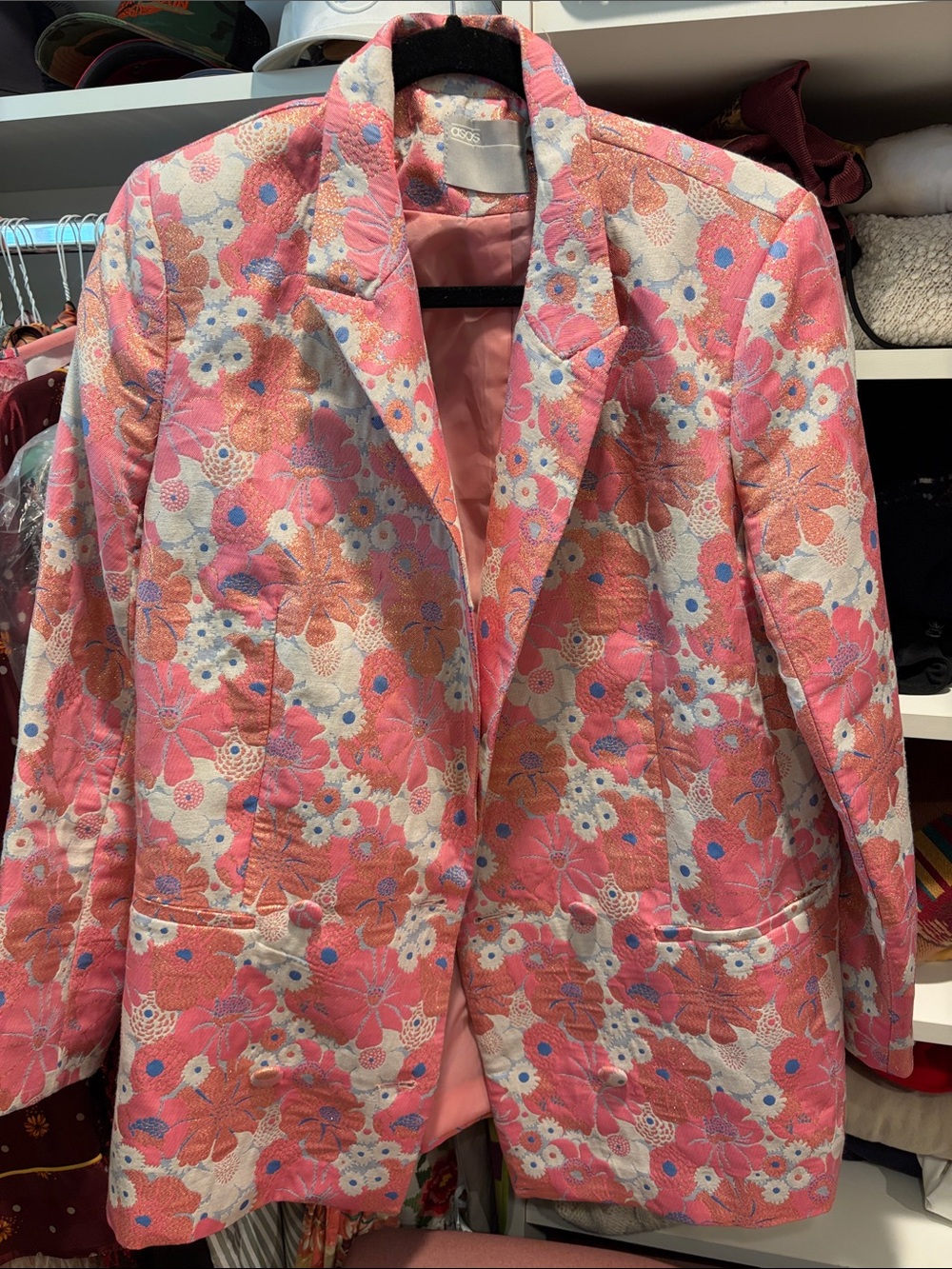 ASOS Pink Floral Quilted Blazer Jacket